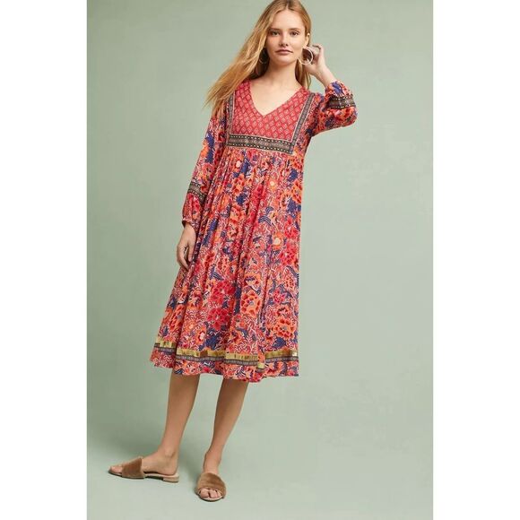 Anthropologie x RD & Koko Trimmed Peasant Dress - Picture 2 of 5